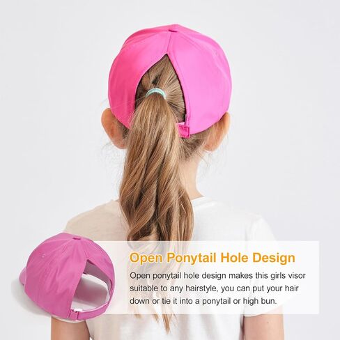 Kids Baseball Hat Visor, Little Girl High Ponytail Sun Hat Cotton Baseball Caps, Beach Sun Hat for Toddler Age 3-8 in Kuwait