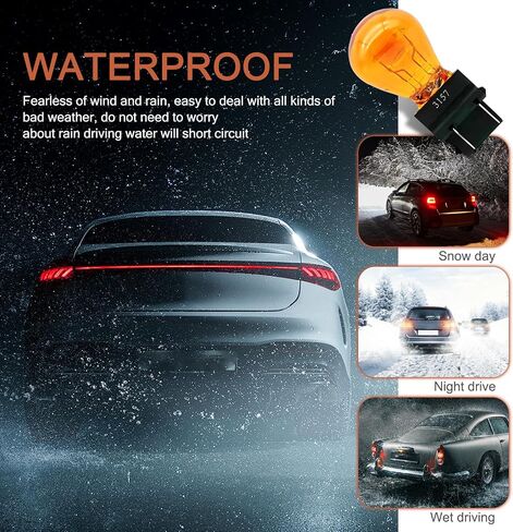 10 PCS Automotive 3157 12V 21/5W Halogen مصباح الهالوجين ، كوارتز مقاوم للماء ، استبدال إضاءة الإضاءة الشعبية المزدوجة ، ومصباح قاعدة بلاستيكية مقاومة للحرارة ، ومصباح عالمي للسيارات (العنبر) in Kuwait