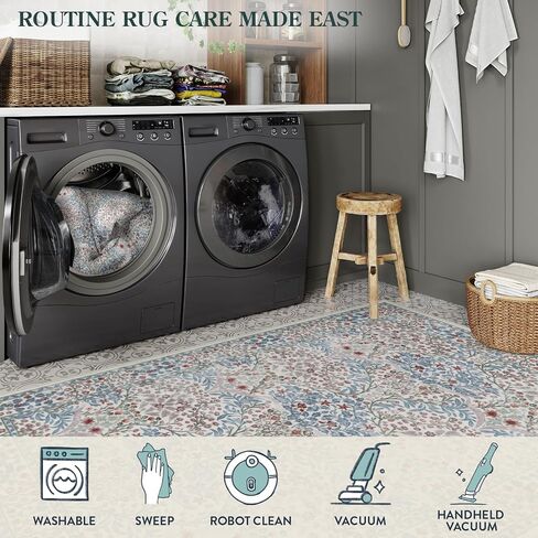 Lahome Floral Dark Green Area Brugs 5 × 7 ، سجاد ناعم قابلة للغسل لغرفة غرفة المعيشة ، غرفة نوم ، بوهو غير قليلة منخفضة غابة مقاومة للبقع. in Saudi Arabia
