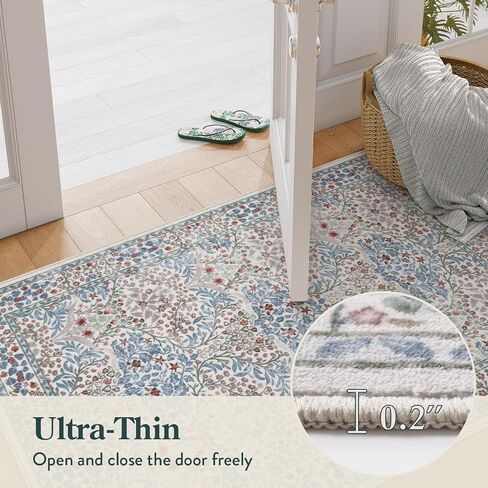 Lahome Floral Dark Green Area Brugs 5 × 7 ، سجاد ناعم قابلة للغسل لغرفة غرفة المعيشة ، غرفة نوم ، بوهو غير قليلة منخفضة غابة مقاومة للبقع. in Saudi Arabia