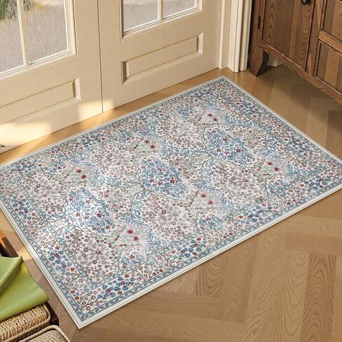 Lahome Floral Dark Green Area Brugs 5 × 7 ، سجاد ناعم قابلة للغسل لغرفة غرفة المعيشة ، غرفة نوم ، بوهو غير قليلة منخفضة غابة مقاومة للبقع. in Saudi Arabia