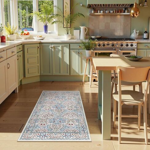 Lahome Floral Dark Green Area Brugs 5 × 7 ، سجاد ناعم قابلة للغسل لغرفة غرفة المعيشة ، غرفة نوم ، بوهو غير قليلة منخفضة غابة مقاومة للبقع. in Saudi Arabia