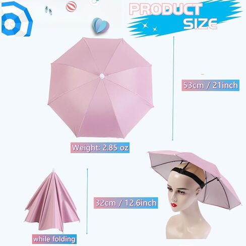 4 Pack Umbrella Hat, Sports Head Umbrella Hats for Adult Kids Women, 21" Diameter Folding Waterproof Rainbow Fishing Headwear for Outdoor Party Beach Hiking in Saudi Arabia