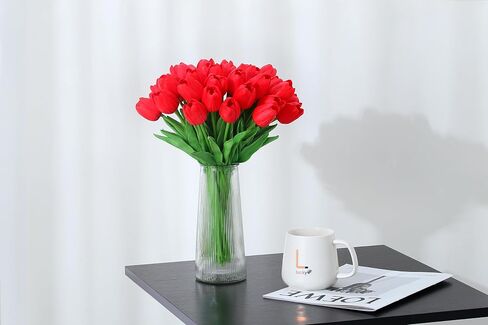 20pcs Red Tulips Artificial Flowers Fake Silk Tulips Real Touch Flowers for Spring Kitchen Wedding Home Decor Arrangements Easter Decor 14 Inch in Saudi Arabia