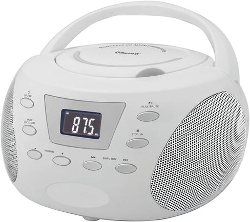HANNLOMAX HX-332CD Portable CD Boombox، راديو PLL FM، بلوتوث، شاشة LCD، مدخل Aux-in، مصدر طاقة مزدوج AC/DC (فضي) in Saudi Arabia