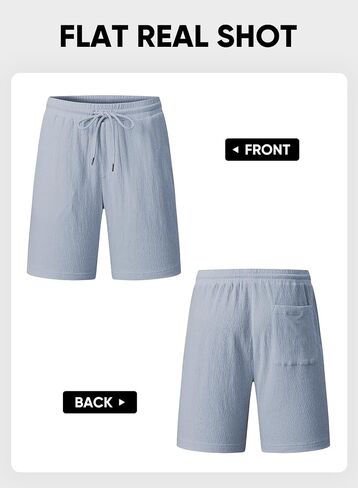 JMIERR Mens Casual 7" Shorts Cotton Elastic Waist Drawstring Summer Texture Stretch Beach Shorts with Pockets in Saudi Arabia