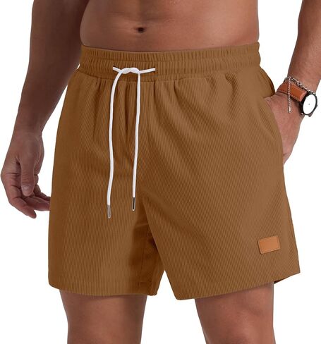 Sailwind Men's Casual 5" Shorts Corduroy Elastic Waist Drawstring Summer Beach Short in Kuwait