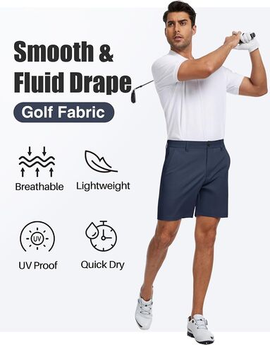 Future Flow Men's Golf Shorts 7 Inch Quick Dry Elastic Waist with Zipper Pockets Casual Dress Shorts for Men Work in Saudi Arabia