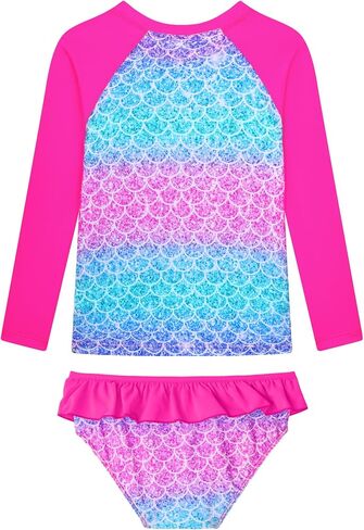 2 Piece Bathing Suits Swimsuits Size 3-12 Years Old | Long Sleeve Tankini Sets, UPF 50+ Sun Protection, Rash Guard Swimwear in Saudi Arabia