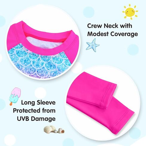2 Piece Bathing Suits Swimsuits Size 3-12 Years Old | Long Sleeve Tankini Sets, UPF 50+ Sun Protection, Rash Guard Swimwear in Saudi Arabia
