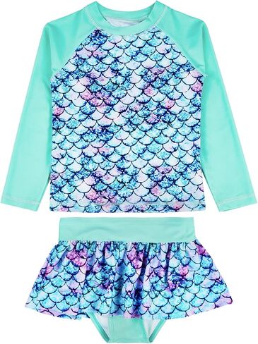 Hodosports Girls Rash Guard Dorts Swimsuit Upf 50+ Quick Dry Dry من قطعتين من الدعاوى الاستحمام طويلة الأكمام in Saudi Arabia