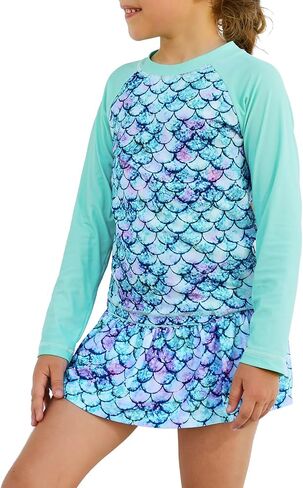 Hodosports Girls Rash Guard Dorts Swimsuit Upf 50+ Quick Dry Dry من قطعتين من الدعاوى الاستحمام طويلة الأكمام in Saudi Arabia