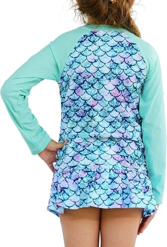 Hodosports Girls Rash Guard Dorts Swimsuit Upf 50+ Quick Dry Dry من قطعتين من الدعاوى الاستحمام طويلة الأكمام in Saudi Arabia