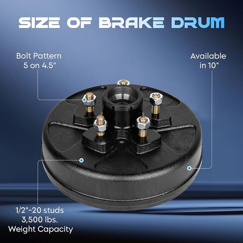 youxmoto 5 on 4.5 Bolt Trailer Hub Hub Brake Brake Kits ، مع 10 "× 2-1/4" تعديل الفرامل الكهربائية ، لمحور 3500 رطل ، مجموعة أسطوانة محور الفرامل البديلة لشاحنة مقطورة/شبه من أجل Dexter RVS in Saudi Arabia