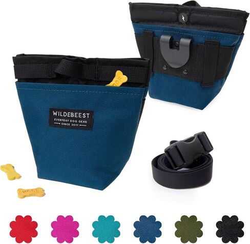 Wildebeest Dog Treat Pouch, Dog Treat Bag, Dog Training Treat Pouch, Dog Travel Bag, Pet Treat Pouch, Magnetic Closure, 2 Water-Resistant Compartments, Detachable Waist Strap & Belt Clip (Olive) in Saudi Arabia