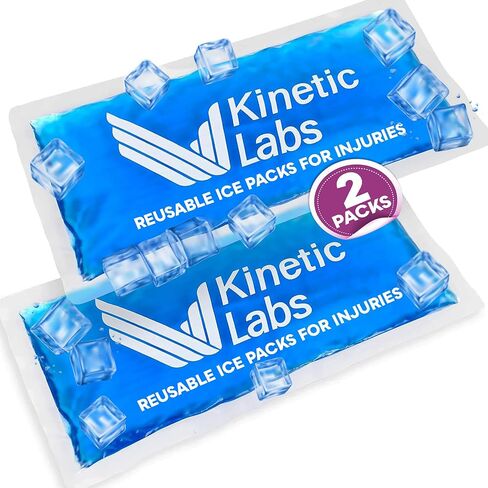Gel Ice Packs for Injuries Reusable (2 Pack) 9.5" x 4.5" – HSA FSA Eligible Gel Cold Packs by Kinetic Labs – Flexible & Soft Packs for Knee, Shoulder, Back (Regular) in Saudi Arabia