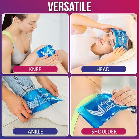 Gel Ice Packs for Injuries Reusable (2 Pack) 9.5" x 4.5" – HSA FSA Eligible Gel Cold Packs by Kinetic Labs – Flexible & Soft Packs for Knee, Shoulder, Back (Regular) in Saudi Arabia