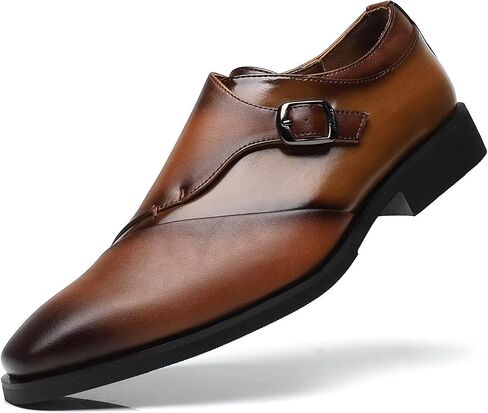 SANNAX Monk Strap Men’s Dress Loafer Shoes Plain Toe Classic Oxfords Shoes for Formal Business Wedding in Saudi Arabia