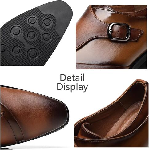SANNAX Monk Strap Men’s Dress Loafer Shoes Plain Toe Classic Oxfords Shoes for Formal Business Wedding in Saudi Arabia