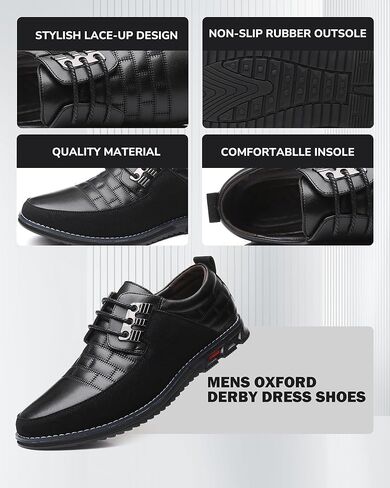 Recyphi Men’s Oxford Derby Orthopedic Leather Shoes Casual Dress Sneakers Formal Business Loafers Comfortable Walking Driving Shoes in Kuwait