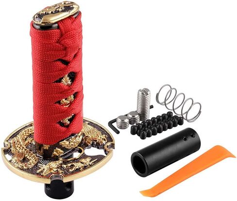 RYANSTAR Samurai Sword Automatic Shift Knob Universal Compatible with Lock/Button Automatic Transmission，Cool Katana Gear Shifter Metal Weighted Black&Red in Saudi Arabia