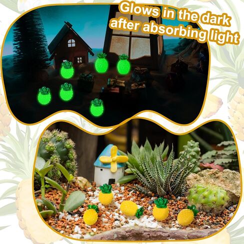 50 PCS Mini Resin Paneaples Fortines Glow in the Dark Tiny Siny Phade Fruit Decoration زخرفة فواكه اصطناعية لطيفة لـ DIY Art Craft Project Garden Aquarium in Kuwait