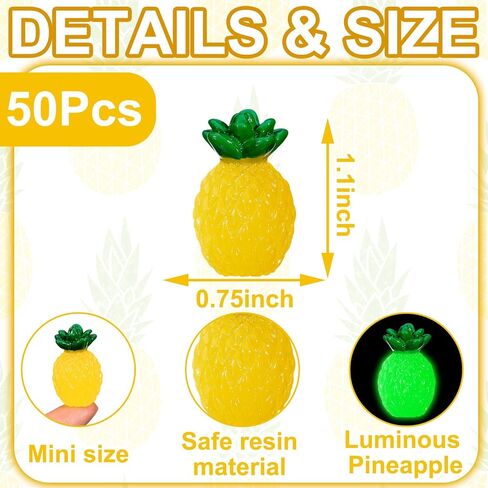 50 PCS Mini Resin Paneaples Fortines Glow in the Dark Tiny Siny Phade Fruit Decoration زخرفة فواكه اصطناعية لطيفة لـ DIY Art Craft Project Garden Aquarium in Kuwait