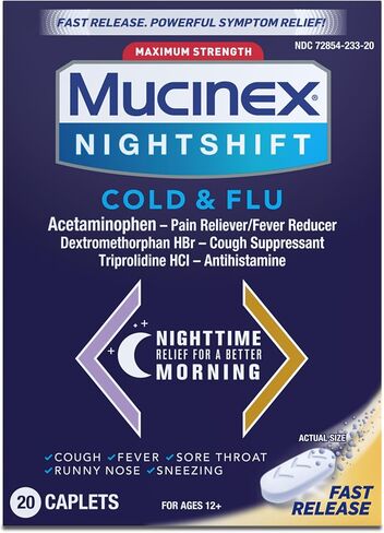 Mucinex Fast-Max Max Strength Cold and Flu Medicine for Adults, Daytime Cold Medicine, Over-the-Counter Medication With Acetaminophen, Dextromethorphan HBr, Guaifenesin, Phenylephrine HCl, 20 Caplets in Saudi Arabia