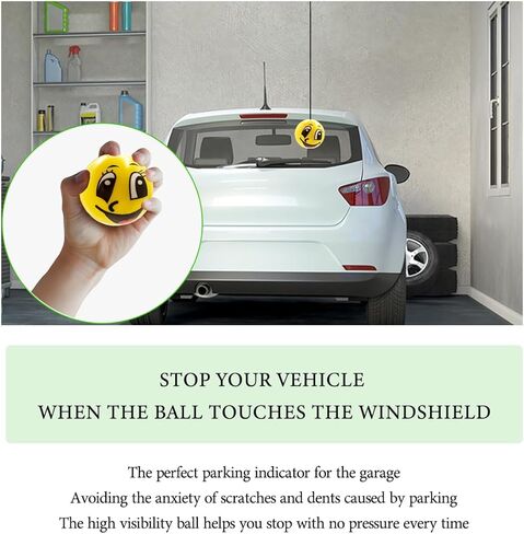 Double Garage Parking Aids, Retracting Ball Sensor Parking Ball Guide System with Rope, Garage Car Stop Indicators Parking Assistant Kit for Vehicles, Car Accessories (Smiley) in Kuwait
