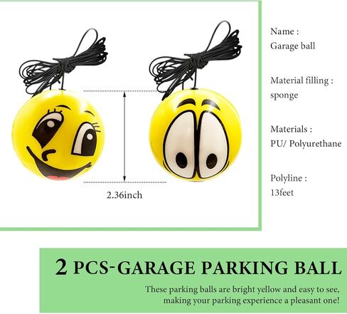 Double Garage Parking Aids, Retracting Ball Sensor Parking Ball Guide System with Rope, Garage Car Stop Indicators Parking Assistant Kit for Vehicles, Car Accessories (Smiley) in Kuwait