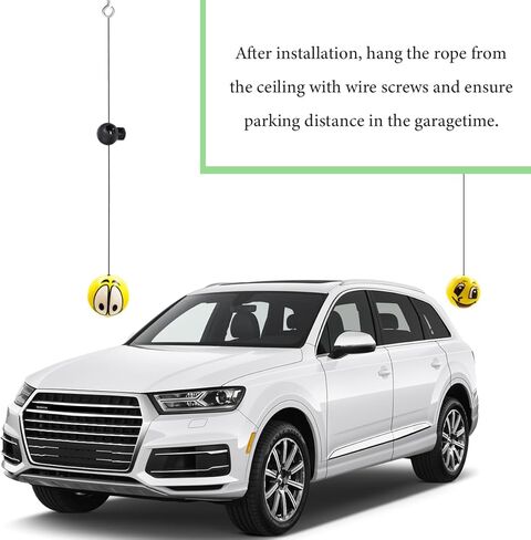 Double Garage Parking Aids, Retracting Ball Sensor Parking Ball Guide System with Rope, Garage Car Stop Indicators Parking Assistant Kit for Vehicles, Car Accessories (Smiley) in Kuwait