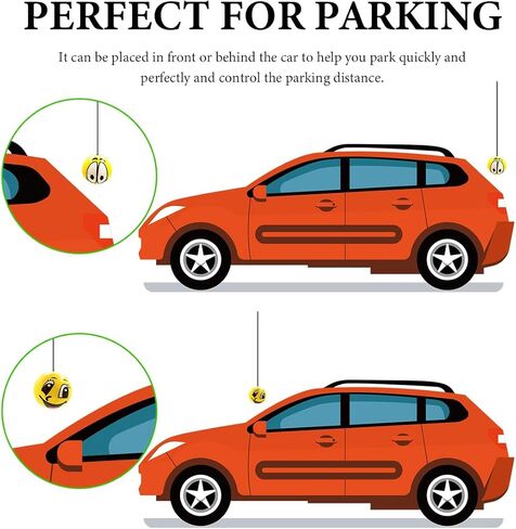 Double Garage Parking Aids, Retracting Ball Sensor Parking Ball Guide System with Rope, Garage Car Stop Indicators Parking Assistant Kit for Vehicles, Car Accessories (Smiley) in Kuwait
