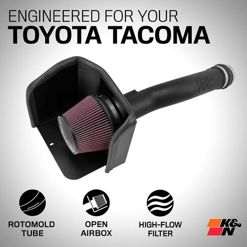 K&N Cold Air Intake System: High-Flow Air Filter, Increase Performance & Towing: Compatible with 2016-2023 TOYOTA Tacoma, 63-9039 in Kuwait