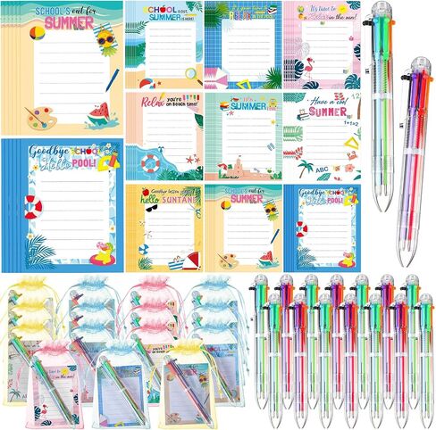 Pasimy 27 Set End of the Year Gifts for Students Summer Notepads with Ballpoint Hawaiian Luau Graduation Sticky Note Ballpoint with Bag for Students Boys Girls Kids Pool Beach Birthday School Gift in Saudi Arabia