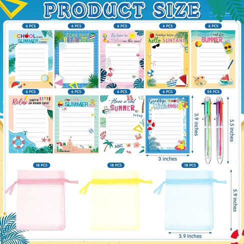 Pasimy 27 Set End of the Year Gifts for Students Summer Notepads with Ballpoint Hawaiian Luau Graduation Sticky Note Ballpoint with Bag for Students Boys Girls Kids Pool Beach Birthday School Gift in Saudi Arabia
