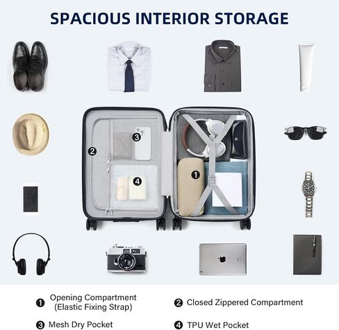 Hard Shell Suitcases Expandable Travel Luggage Sets 3 Piece, Carry on and Check in 3 Piece Luggage Suitcase Sets with Spinner Wheels Cup Holder Charger Built in (Forest Green, 20/24/28) in Kuwait