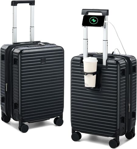 Hard Shell Suitcases Expandable Travel Luggage Sets 3 Piece, Carry on and Check in 3 Piece Luggage Suitcase Sets with Spinner Wheels Cup Holder Charger Built in (Forest Green, 20/24/28) in Kuwait