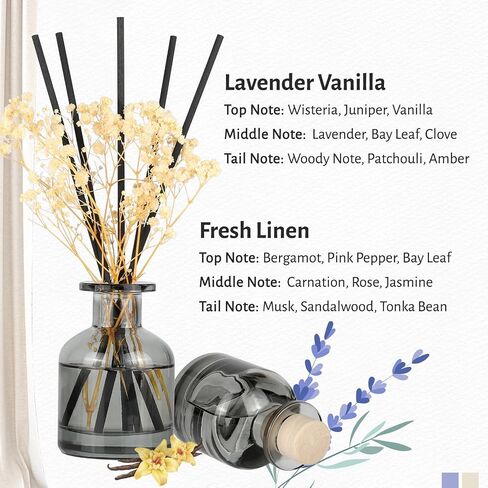 Brakula 2 Pack Reed Diffuser ، Bamboo + Eucalyptus & Wild Mint (3.38 Fl Oz كل حزمة) ، عطر منزلي مع 12 عصي ، ديكور الرف ، ناشرات القصب للمنزل in Kuwait