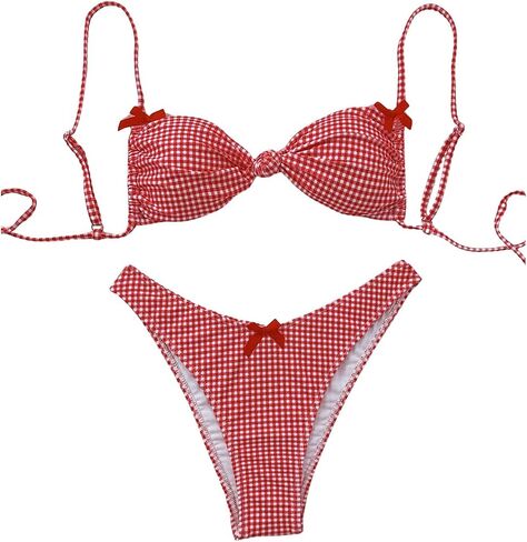 Milumia Women's Y2k Gingham Print Bikini Swimsuit 2 Piece Bow Decor Bathing Suits in Saudi Arabia