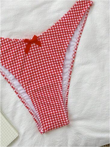 Milumia Women's Y2k Gingham Print Bikini Swimsuit 2 Piece Bow Decor Bathing Suits in Saudi Arabia
