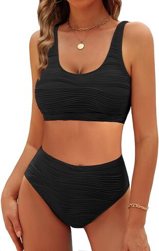 VIMPUNEC High Waisted Bikini Sets for Women Two Piece Tummy Control Swimsuits Sporty High Cut Bathing Suit in Saudi Arabia