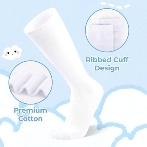 Comfoex Girls Knee High Socks Kids School Uniform Seamless Long Cotton Socks For Girls 4-11 Years Old 3 Pairs in Saudi Arabia