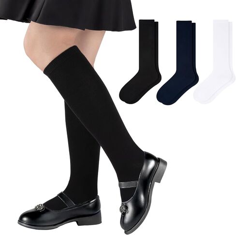 Comfoex Girls Knee High Socks Kids School Uniform Seamless Long Cotton Socks For Girls 4-11 Years Old 3 Pairs in Saudi Arabia