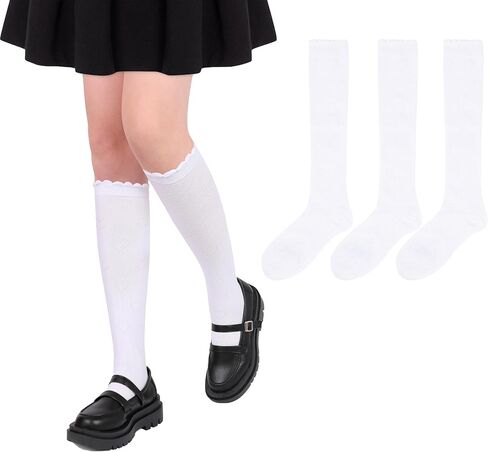 ENBAOHUI 3 Packs Kids Girl Knee High Socks Toddler Knee High Socks Knit School Uniform Socks Dress Socks 3-11T in Saudi Arabia