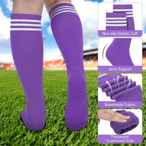 Ysense Kids Soccer Socks for Girls Boys ، Long Cotton Youth Football Knee High Athletic Tube Tube Sockings for School in Saudi Arabia