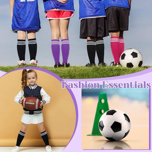 Ysense Kids Soccer Socks for Girls Boys ، Long Cotton Youth Football Knee High Athletic Tube Tube Sockings for School in Saudi Arabia
