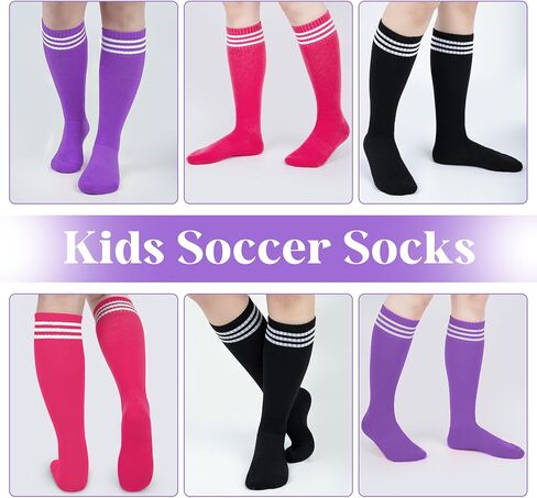 Ysense Kids Soccer Socks for Girls Boys ، Long Cotton Youth Football Knee High Athletic Tube Tube Sockings for School in Saudi Arabia