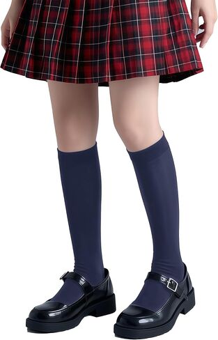 Unisex Girls Kids Youth Soft Knee High Socks 6-12 Years Old Combed Cotton Anti Odor 3 Pack School Uniform in Saudi Arabia
