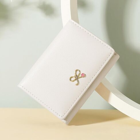 Sunwel Fashion Cute Coquette Bow Wallet مع نافذة معرف حامل البطاقة الجمالية على السلسلة الرئيسية للنساء الفتيات (الوردي) in Saudi Arabia