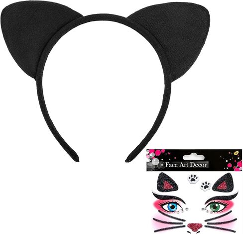 Tiger Ears Headband Animal Cosplay Costume Accessories Face Jewels Stickers for Women Adult Halloween Christmas Festival Theme Party in Saudi Arabia
